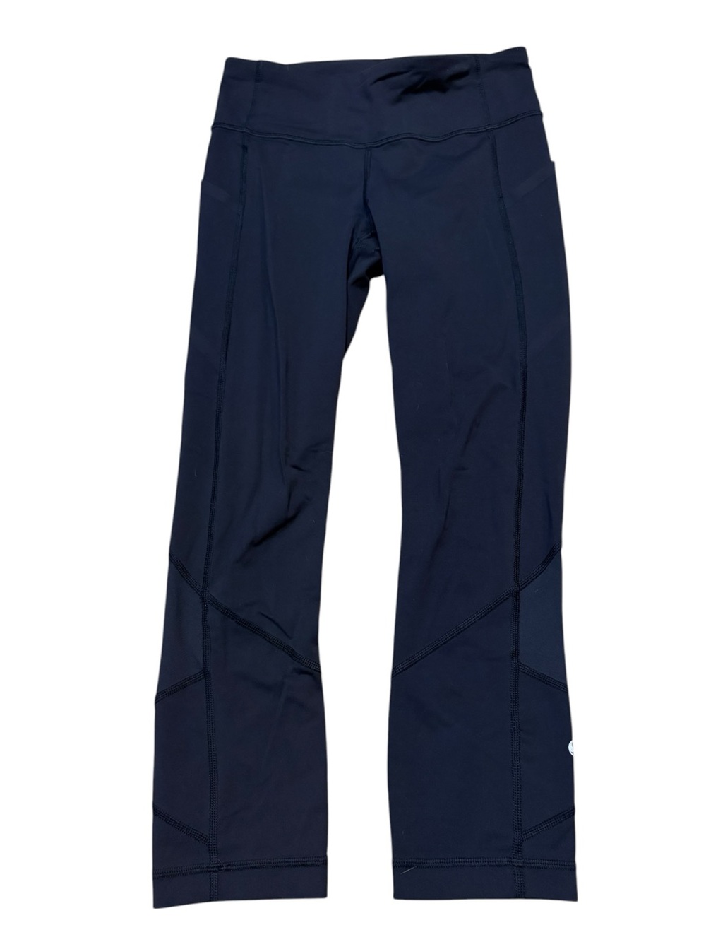Lululemon Black Pace Back Pocket Cropped Leggings.  Size 4